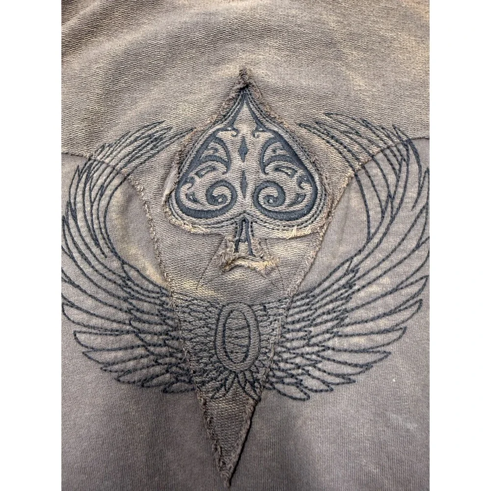 Vintage True Religion Hoodie Men's XL Brown Y2K Full Zip Distressed Made Mexico